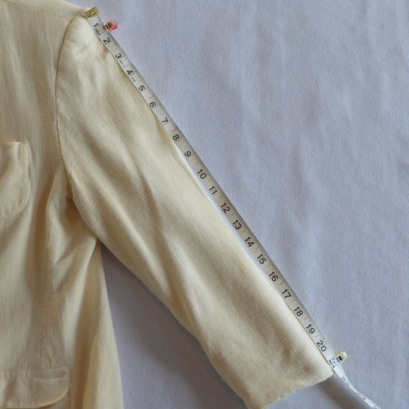 Lands' End Womens Linen Cream Blazer Lined Size 14 Petite - Picture 6 of 6